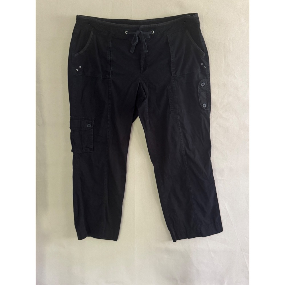 Gitano Size 26W Black Cargo Capri Pants Drawstring Utility Plus Size MSRP $50
